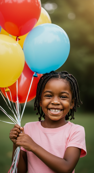 A black child holding balloons #2