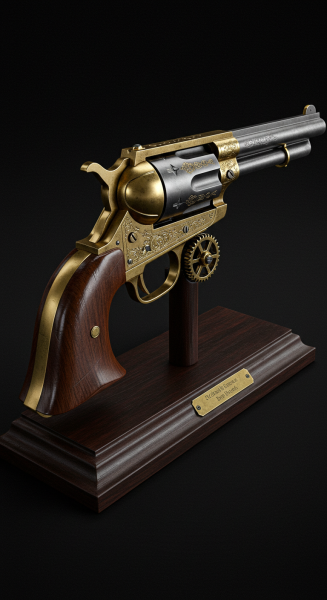 Steampunk revolver on display #1