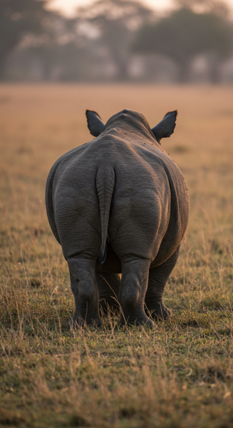 Back view of a rhino