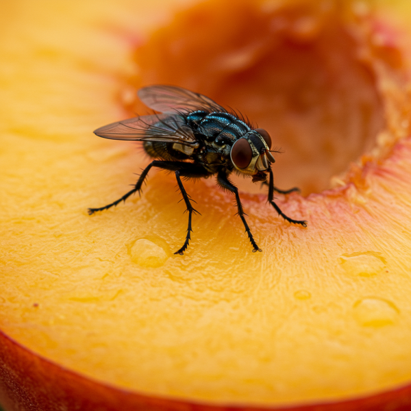 A housefly on a fruit