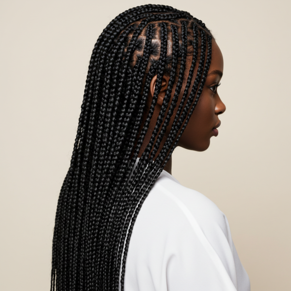 A black lady with beautiful braids on her hair in focus #4