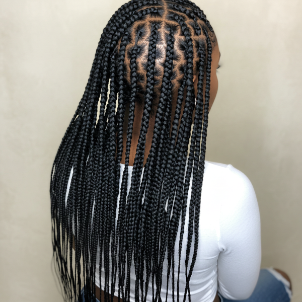 A black lady with beautiful braids on her hair in focus #3