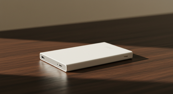 A portable white SSD on a desk #5