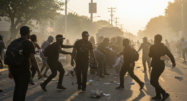 A group of black people in a riot in broad daylight #3