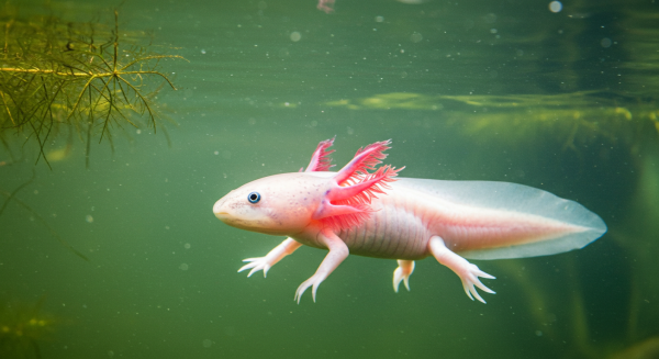 An Axolotl in water