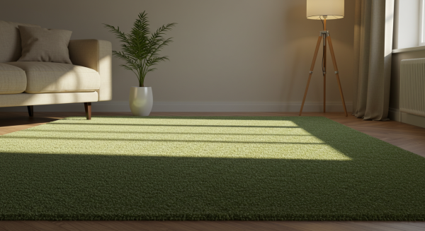 A new small green carpet in a living room #2