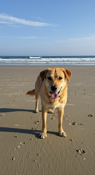 A brown dog on a beach #1