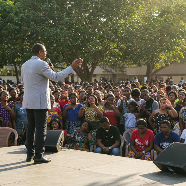 A Pastor preaching to a Large crowd #1