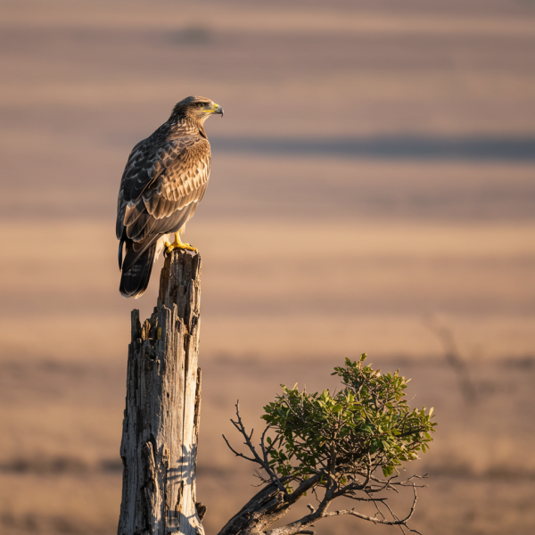 Side view of an eagle on a stem