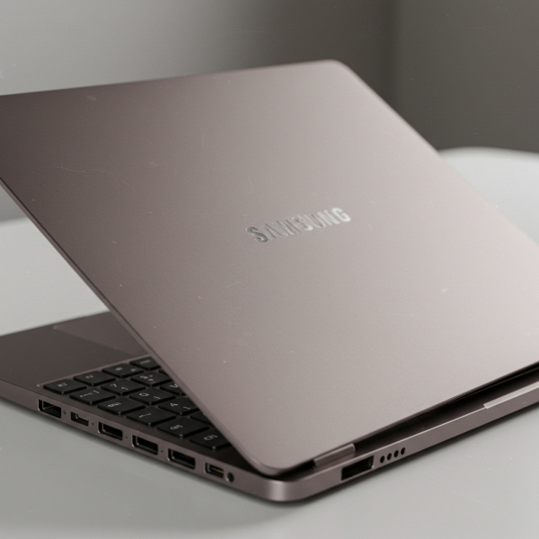 A laptop on a desk with the inscription "Samsung" #3