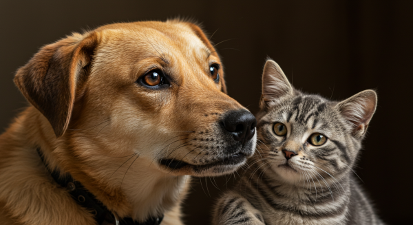 A brown dog and a grey cat #1