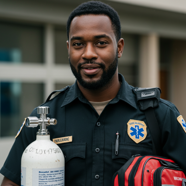 A black paramedic in a black uniform