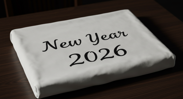 A white sheet with the inscription "New Year 2026" #2