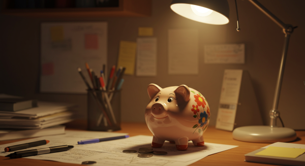 A piggy bank on a desk #4