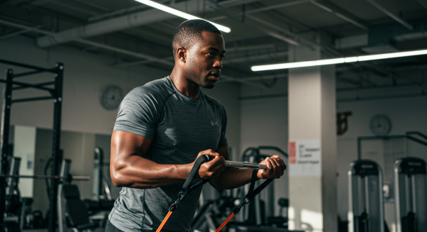 A photo of a black man in a gym
