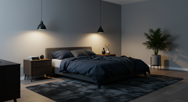 Modern bedroom interior with warm lighting #2