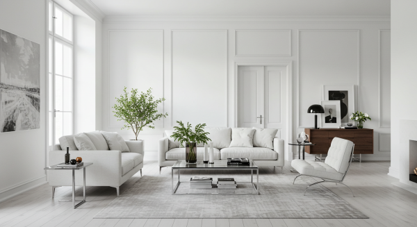 A photo of a modern living room with white paint #2