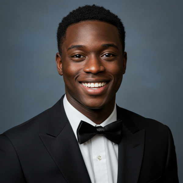 A young black male groom smiling #1