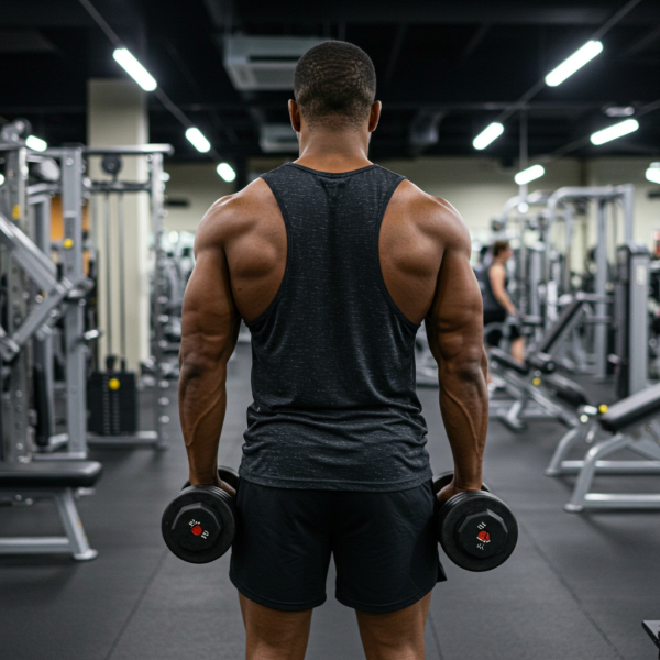 The back view of a black man at the gym #1