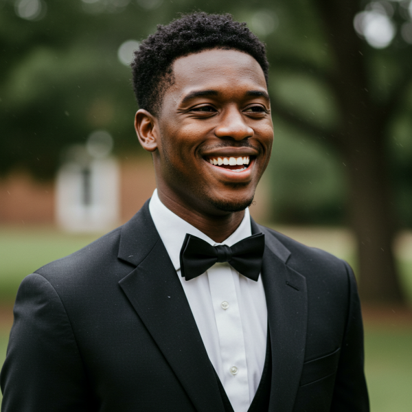 A young black male groom smiling #3