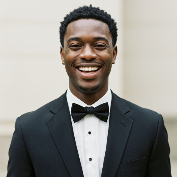 A young black male groom smiling #2