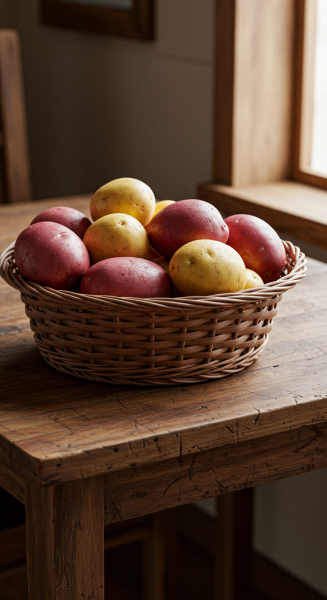 Potatoes in a basket on a table #2