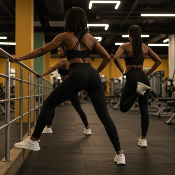 The back view of black women at the gym #3