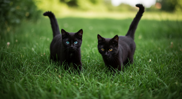 Black cats on a field #4
