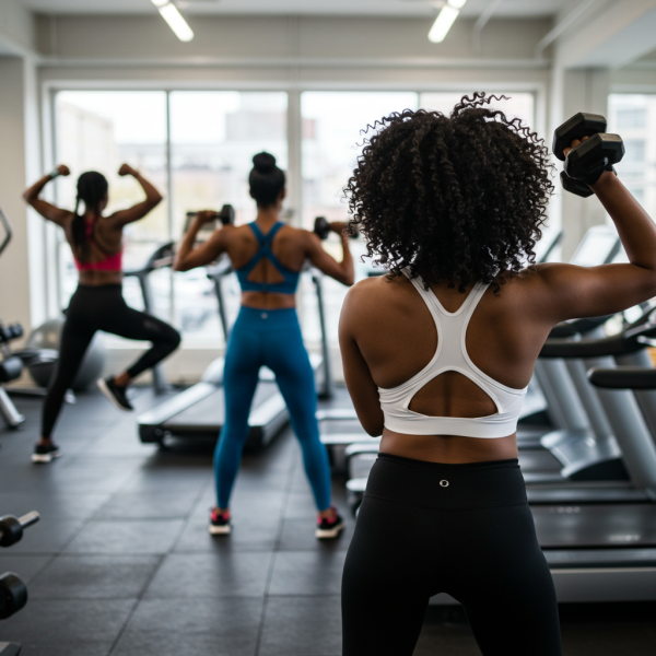 The back view of black women at the gym #2