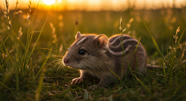 A cute otter zebra mouse in a field at sunset #3