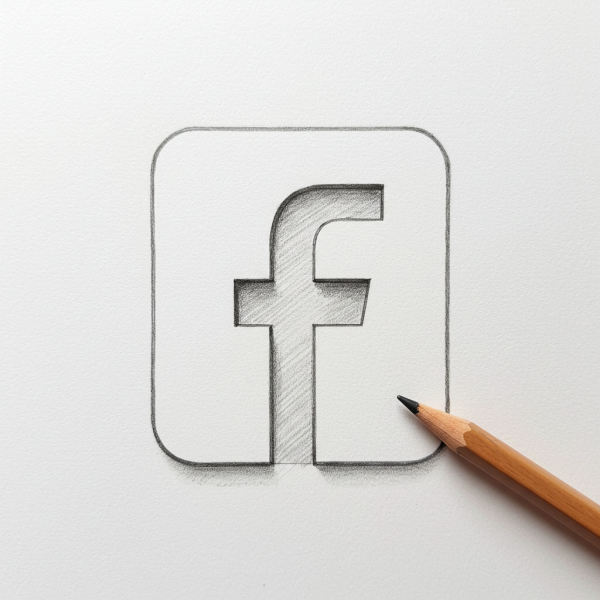 A pencil drawing of Facebook #4