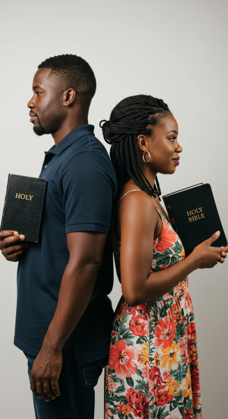 A black man and woman holding a bible #1