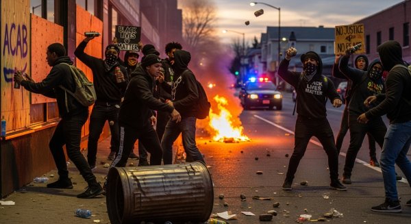 A group of black students in a riot #3
