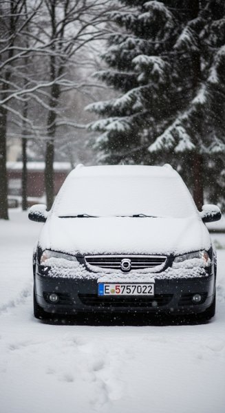 Snow-covered car at Christmas #1