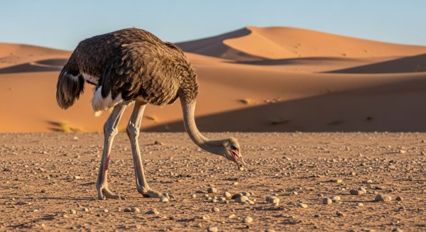 An ostrich eating stones #4