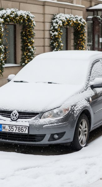 Snow-covered car at Christmas #2