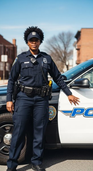 A black female cop by her car #1