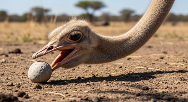 An ostrich eating stones #3