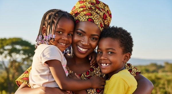 A happy African mother and her children #1