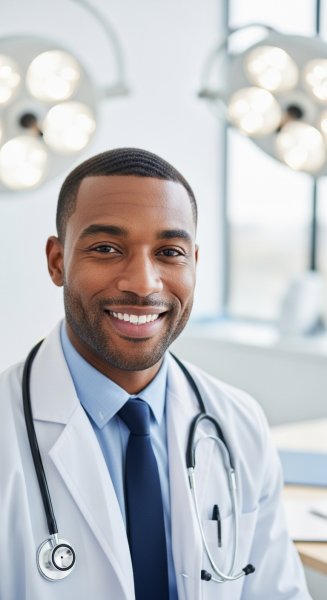 A happy African male doctor with a stethoscope #2