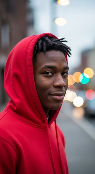 A young black man in a red hoodie #3