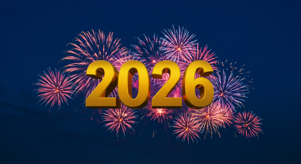 Golden 3D numbers ‘2026’ with fireworks #4