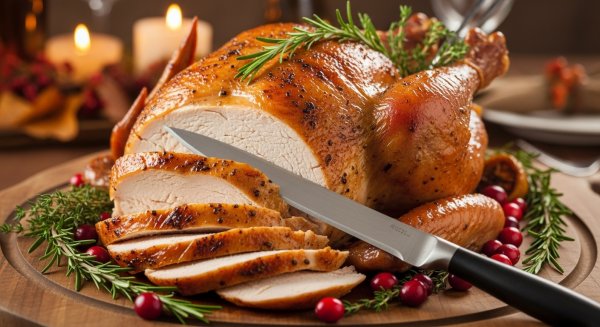 Thanksgiving grilled turkey with knife #4