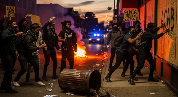 A group of black students in a riot #1