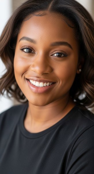 A young black woman in a black shirt smiling #2