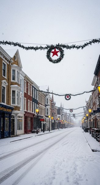 Snow-covered street at Christmas #2