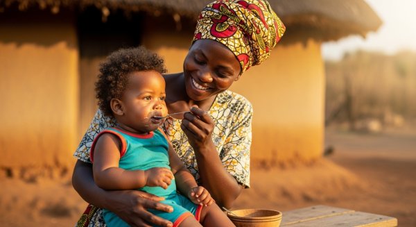 A happy African mother feeding her child #4