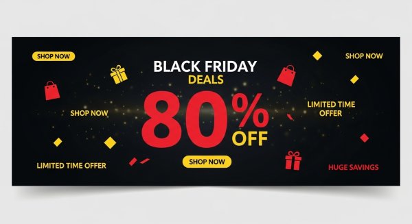 Black Friday deals banner with 80% off #1