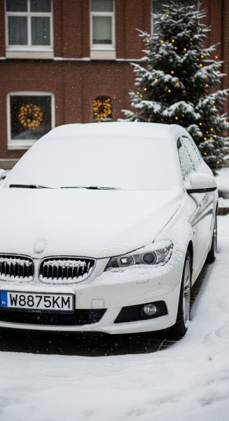Snow-covered car at Christmas #4
