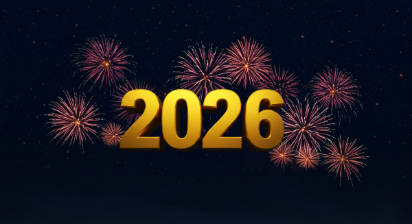 Golden 3D numbers ‘2026’ with fireworks #2